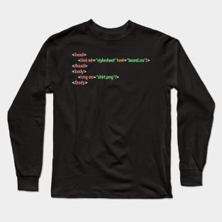 HTML Beard Shirt Funny Developer Gift Long Sleeve T-Shirt